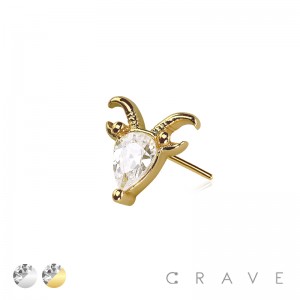 316L SURGICAL STEEL THREADLESS PUSH IN CZ GOAT TOP PART (ONLY)